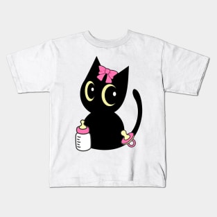 Cute black cat is a baby - girl Kids T-Shirt